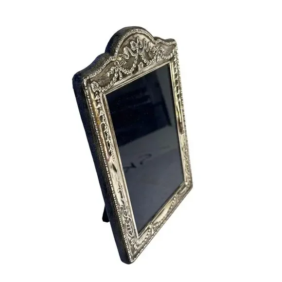 Sheffield England hallmark silver portrait photo frame standing vintage Art Deco